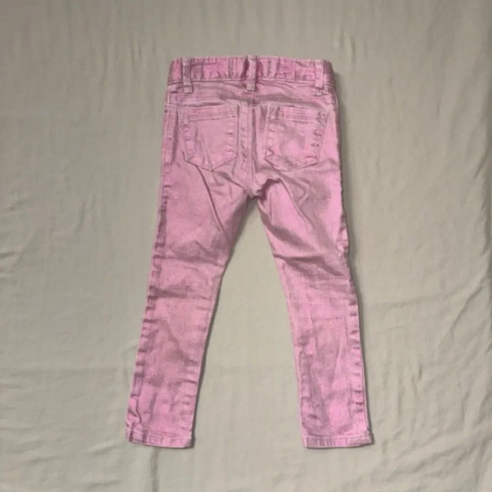 Old Navy Pink Shimmer Jeans Girls 4T Skinny Pants Adjustable Waist Fall Winter